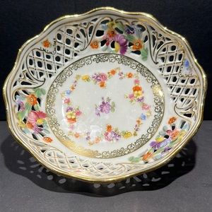 Schumann Arzberg Germany Floral Reticulated Trinket Plate